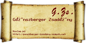 Günszberger Zsadány névjegykártya